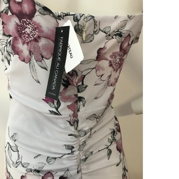 Le Chateau Drape PLUS SIZE formal floral white pink knit bodycon wedding dress - Picture 7 of 7